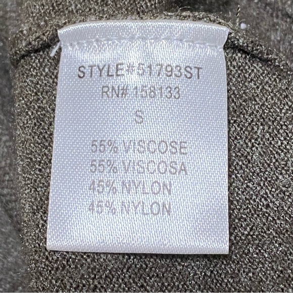 Pink Clover Olive Green Open Front Cardigan Minimalist Sweater Size Small NWOT - Picture 9 of 11